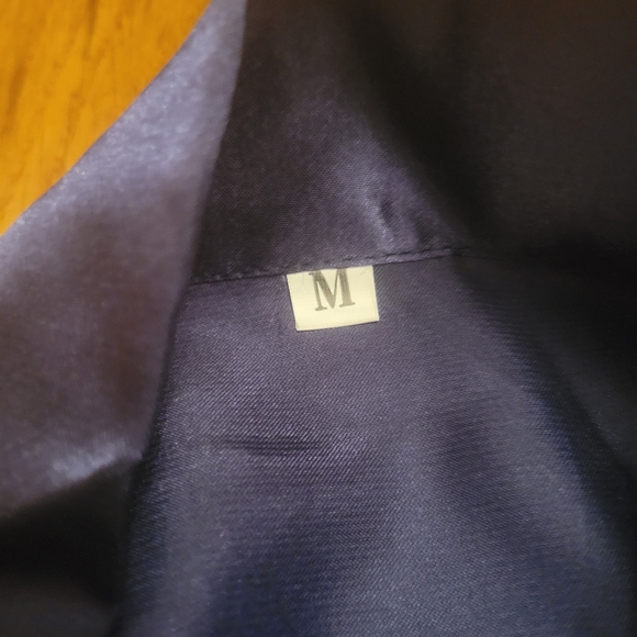 Navy Blue Silk Robe - Picture 2 of 2